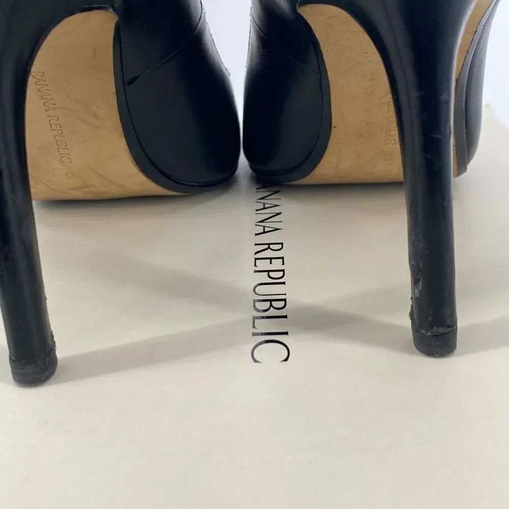 Banana Republic Tatum Leather Pointed Toe Two-Tone Dressy High Heels Pumps Black